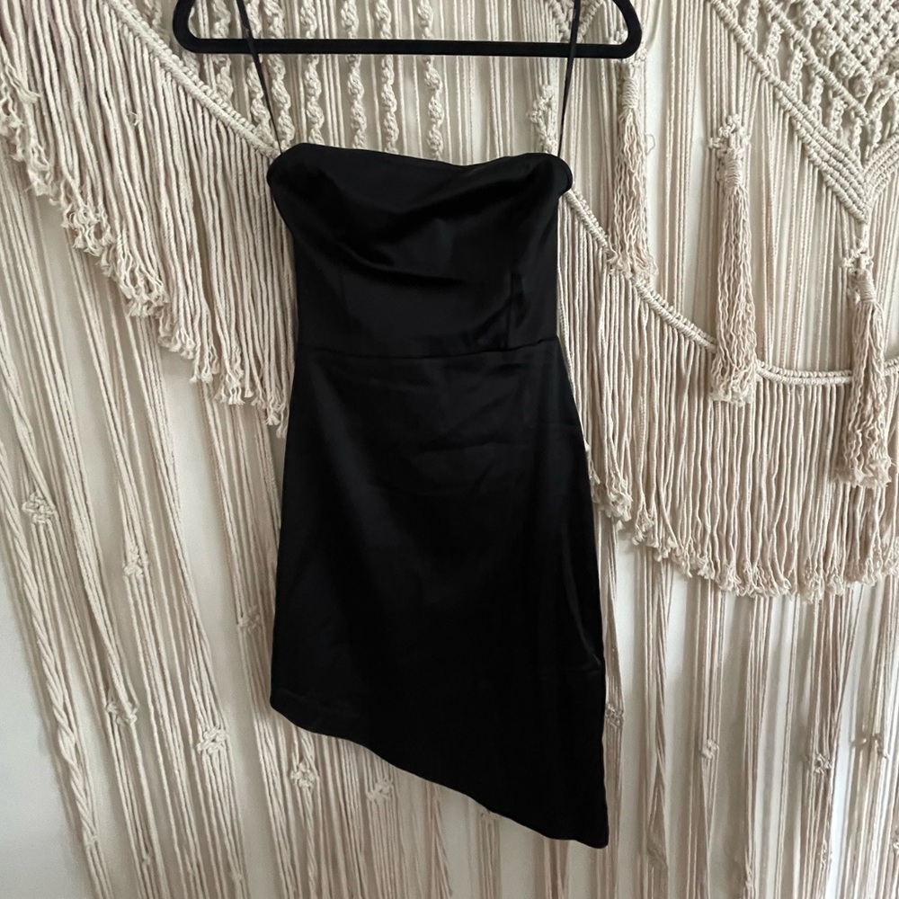 Lulus small black satin asymmetrical dress